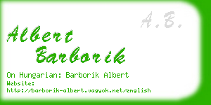 albert barborik business card